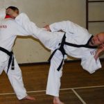 William White hooking kick to Tim at evesham school of Taekwondo