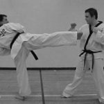Tim Gisbourne and Michael Boswell sparring at Evesham Taekwondo