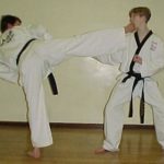 Tim and Paul sparring at Evesham Taekwondo