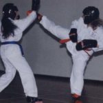 Vicky with Turning kick while sparring