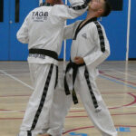 GM Dave Oliver with a Rising Elbow strike to Jake Brains Chin during a training session at Evesham